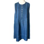 Faherty Isha Linen Sleeveless Mini Dress in Indigo Blue Size Medium Photo 1