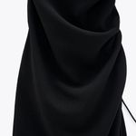 ZARA NWT  Straight Neck Ruched Draped Black Dress Photo 8