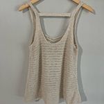 American Eagle Open Knit Crochet Tank Top Cream Cotton Blend Boho Style M Photo 4