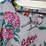 Boden Eliza Floral Bird Print Silk Blend Shift Tunic Dress Gray 4 Gray Photo 4