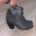 Faded Glory  Gray Metallic Heeled Ankle Boots Block Moto Boho Photo 3