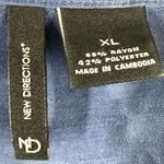 New Directions Womens Tie Dyed Split Neck Roll Tab Sleeve Blouse Blue Size XL Photo 6