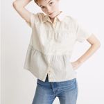 Madewell x The New Denim Project Stripe Mix Button Down Shirt Womens Small White Photo 0