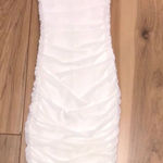 Oh Polly  Ruched White Bodycon Spaghetti Strap Party Stretchy Fitted Dress Gown Photo 0