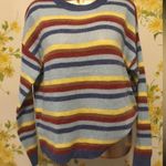 Emory park NWOT Blue multi stripe crewneck pullover knit sweater size M Photo 2