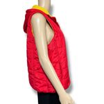 Jones New York Vintage Sport Womens Reversible Vest Fleece Hooded Red Yellow Med Photo 2
