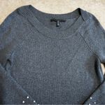 White House | Black Market Gray Embellished Sleeve Sweater Photo 3