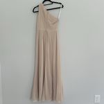 David's Bridal Champagne Long One Shoulder Chiffon Dress Photo 3
