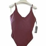 Velvet Rose swimsuit Pink Stretch V Neck Bikini Thong one piece New Sz medium Photo 0