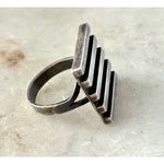 Vintage 925 Sterling Silver Modernist Square Shaped Ring Photo 2