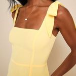 Lulus NWOT Summer Invite Yellow Tie-Strap Woven Chiffon Tiered Midi Dress XL Photo 3