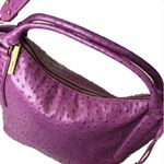 Brahmin Purple Ostrich Embossed Leather Top Handle Carry On Shoulder Bag Photo 4
