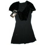 Prada New Womens 4 NWT Italy Dress Black 40 Velvet Silk Acetate Short Sleeves Photo 8