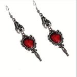 1pc Red Bat & Coffin Gothic‎ Bohemian Style Black Rope Necklace Silver Photo 1