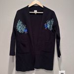 Yumi Kim Black Cardigan Sweater Embroidered Peacock Sz Small Photo 1