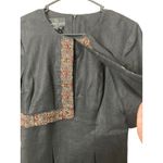 Vintage Carole Little Dress Womens Dress Linen Embroidery Black Size 8 Photo 4
