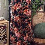 MSK Dark Floral Elastic Strap Side Slit Viscose Maxi Dress Photo 0