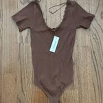 Francesca's NWT Dia seamless brown ribbed lace trim body suit Photo 3