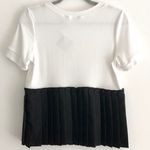 Halogen New Pleated Peplum Knit Top Short Sleeve Color Block Hem Petite Small Photo 8