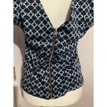Maeve  Navy Blue Jacquard Sleeveless Blouse Photo 6