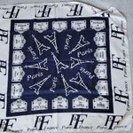Vintage Made In Italy Paris Themed Navi Blue and Cream Square Scarf Size 33×34 Photo 0