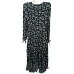 Intermix  Long Sleeve Silk Floral Tiered Midi Dress Black Green White Women Sz. 0 Photo 10