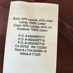 Aritzia Wilfred Linen Blend Brown Short Sleeve Deep V Midi Wrap Dress Size XXS Photo 4