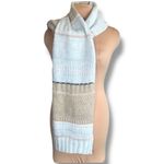 Gap Vintage Metallic Knit Colorblock Scarf Pastel Blue Beige Cozy Wool Blend Photo 1