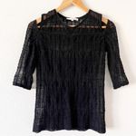 IRO  Camille Cold Shoulder Crochet Mesh Knit Blouse in Black Photo 1