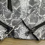 Alice + Olivia Lambleather Snake Print Moto Jacket Size Small Cropped Black White Photo 9