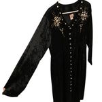 Vintage 90s black Gold embellished crushed velvet maxi dress Holiday whimsigoth Size L Photo 6