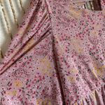 Siren Lily Strety Pink Cottage Floral Short Sleeve Feminine Cutout Back Blouse Photo 1