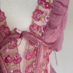 For Love & Lemons  🎀 medium Fan Floral Puff sheer sleeve corset dress pink Photo 6