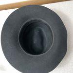 Janessa Leone Wool Fedora Hat Womens Medium Black Wide Brim Ribbon Stripe * Photo 7