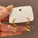 18K Gold Plated Love Heart Dangle Drop Earrings for Women Photo 1