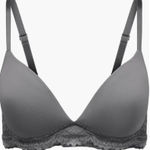 Adore Me Women’s Jainey Contour Plunge Bra Smoky Dark Gray 36C Lace Detail NWT Photo 0