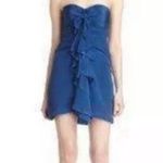 BCBGMAXAZRIA NNWT Ink Blue Strapless Silk Mini Dress with Ruffles/Bow Size 12 Photo 1