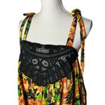 Free People  Bali Moroccan Flowers Black Colorful Tie Strap Tank Top XS Photo 2