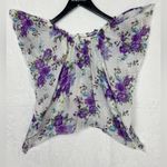 Elan  Rayon Blend Bohemian Purple and White Floral Blouse Size Small l. Photo 0