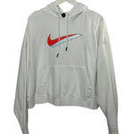 Nike White Graphic Cropped Hoodie Sweatshirt Women's Medium Photo 0