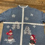Designer Originals Studio Joy Christmas Holiday Snowman Sweater Women Large Wool Blue Photo 3