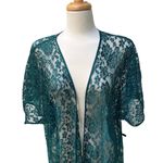 Vintage Alexandra Nichole Robe Lace Duster Sz XL Emerald Green Lingerie Boudoir Photo 1