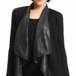 CAbi  #527 Owens Waterfall Drape Faux Leather Jacket Black Womens M Office Career Photo 0