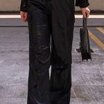 Lane 201  Women’s S Wildly Chic Cargo Pants Black Faux Leather Wide Leg Baggy New Photo 0