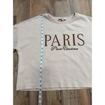 Francesca's Paris Place Vendôme Embroidered Cropped Sweatshirt Beige M Tan Size M Photo 4