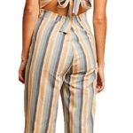 Knot Sisters  Cotton/Linen Lana Jumpsuit in Natural Blue Striped Size Medium Photo 1