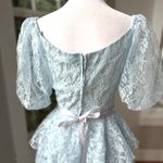 Vintage Lt Blue Lace Tiered Sweetheart Neckline Puff Sleeve Prom Formal Dress Size undefined Photo 13