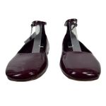 Mango  Faux Patent Leather Ankle Strap Flats Burgundy Size 38/ 7.5 Photo 4