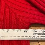 Carlisle  Vtg Heavy Ribbed Merino Wool Red Cowl Neck Button Zip Cardigan Jacket L Photo 12