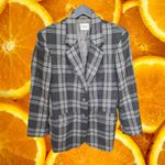 United Colors Of Benetton Gray Black Plaid Wool Blazer Size 42 Photo 1